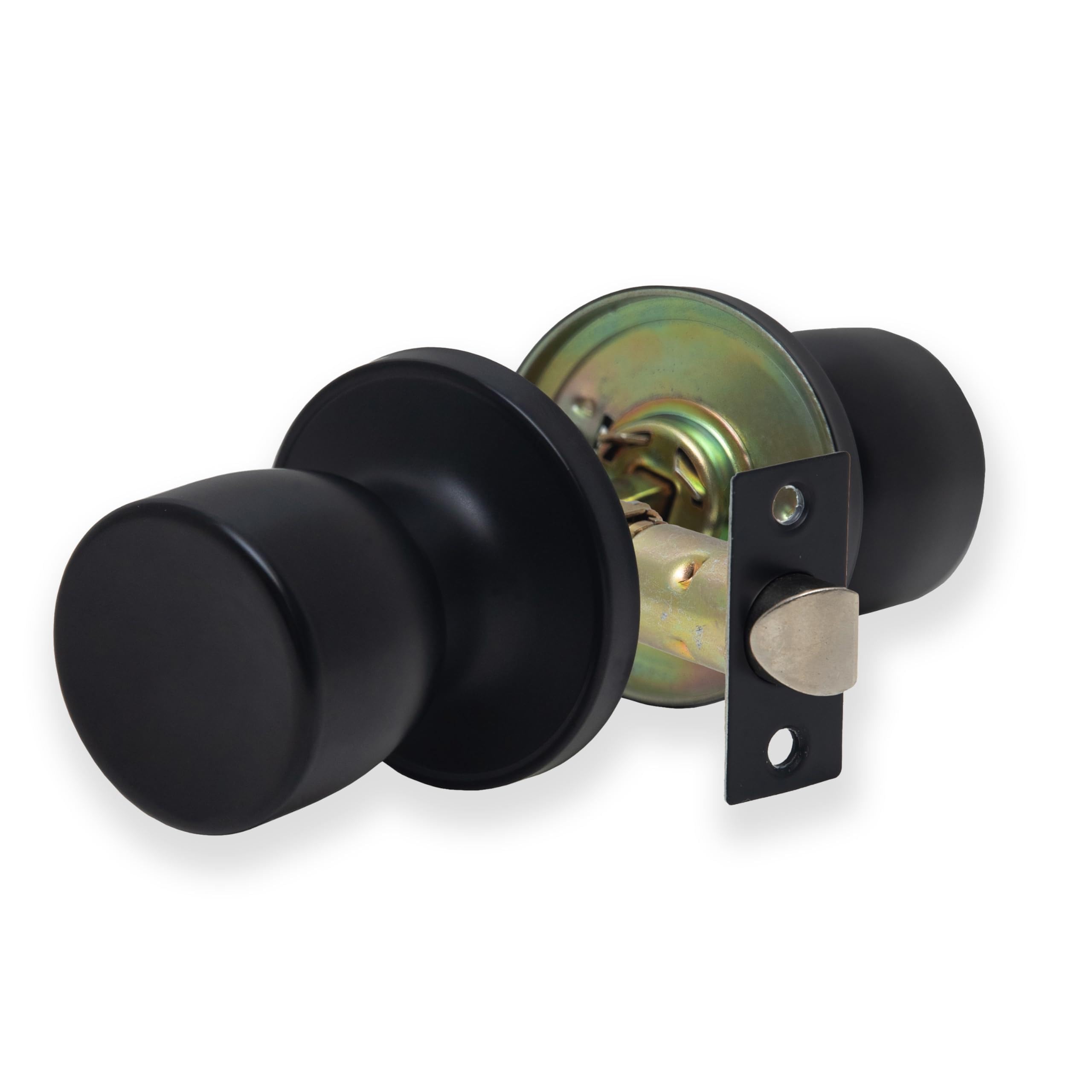 XFORT Tulip Passage Knob Set Matt Black, Door Knob for Internal Wooden Doors