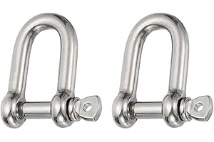 PATIKIL Screw Pin Shackle 6mm 1/4" 220lb, 2Pcs 316 Stainless Steel Forged D Shackle Marine Grade for Chains Wire Rope Outdoor