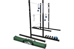 Vivere Ladder Golf Extreme Metal Tournament Edition Ladder Ball Tossing Game with 2 Metal Ladders and 2 Sets of Soft Bolas - 