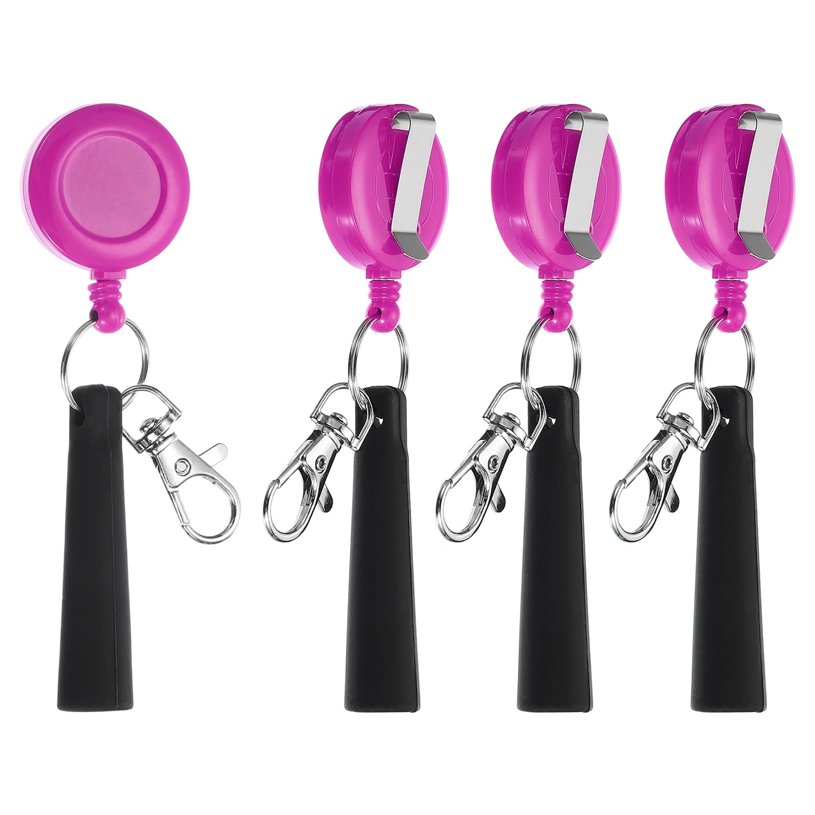 PATIKIL Retractable Pen Holder, 4 Pack Pull Pen Pencil Holder Elastic Silicone Grip Pencil Holder for Woodwork Bricklayer Markers and Carpenter Pencils, Rose Red