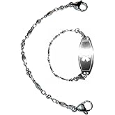 Hidden Hollow Beads 6.5 or 5.5 inch Stainless Steel Women's Medical Alert ID Interchangeable Replacement Bracelet, Identification vital info tag