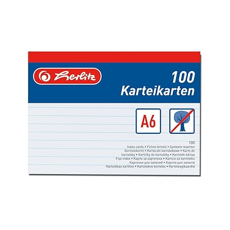 Herlitz 1150606 Karteikarte A6 liniert 100 Stück, weiß