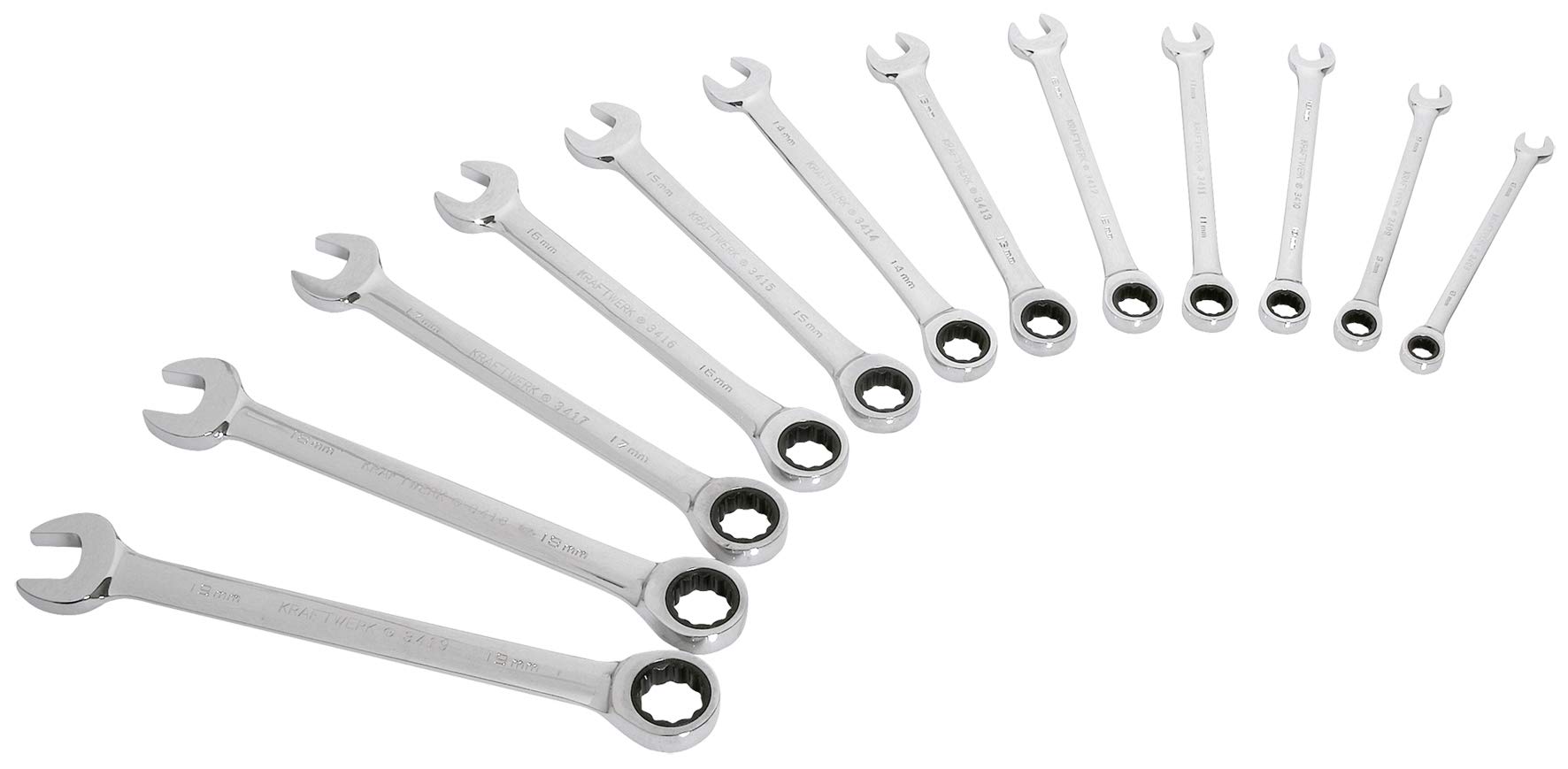 Kraftwerk 3400-54 Ratchet Combination Spanner clickraft 12 Pieces in a Box