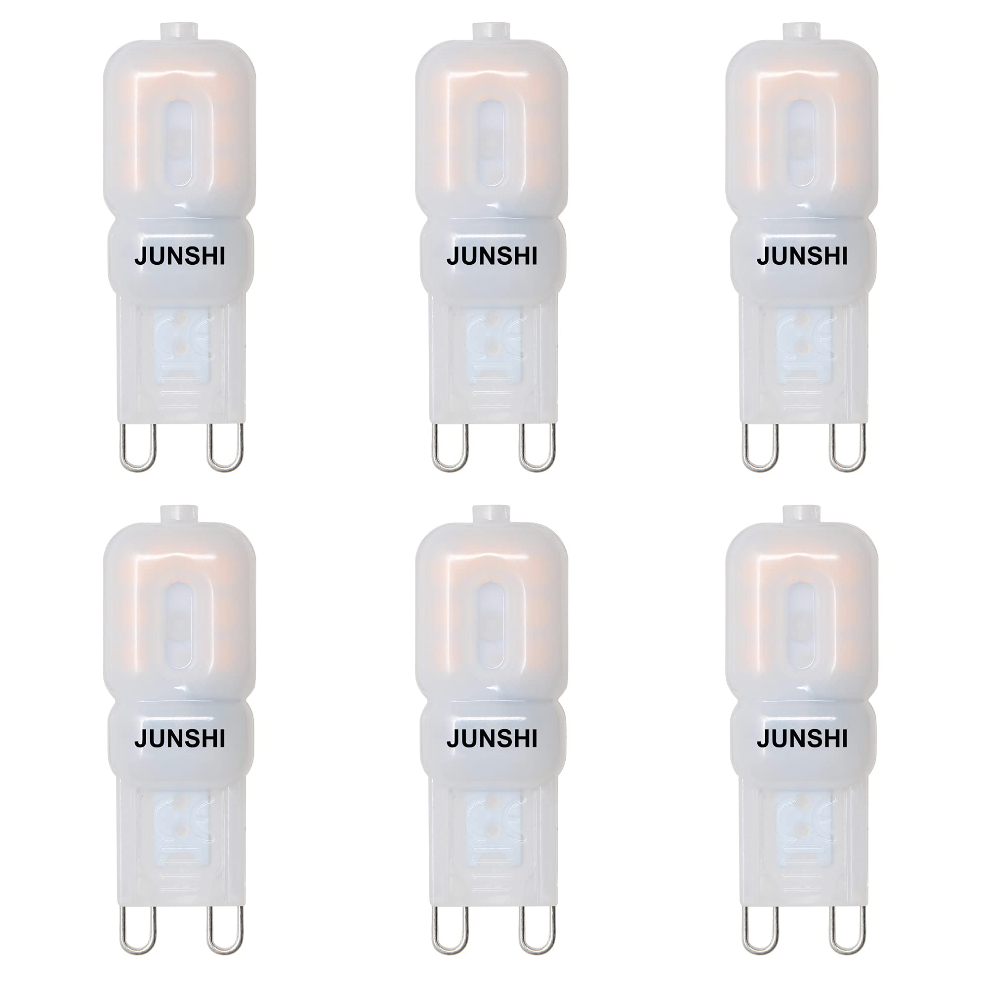 JUNSHI G9 LED Bulb,2.5W to 20W,3000K Warm White,210 Lumens,AC220-240V LED Light Bulb,Pack of 6