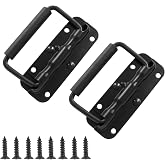 Litoexpe 2pcs Black Spring Loaded Folding Handle | With Rubber Grip, for Toolbox and Cases