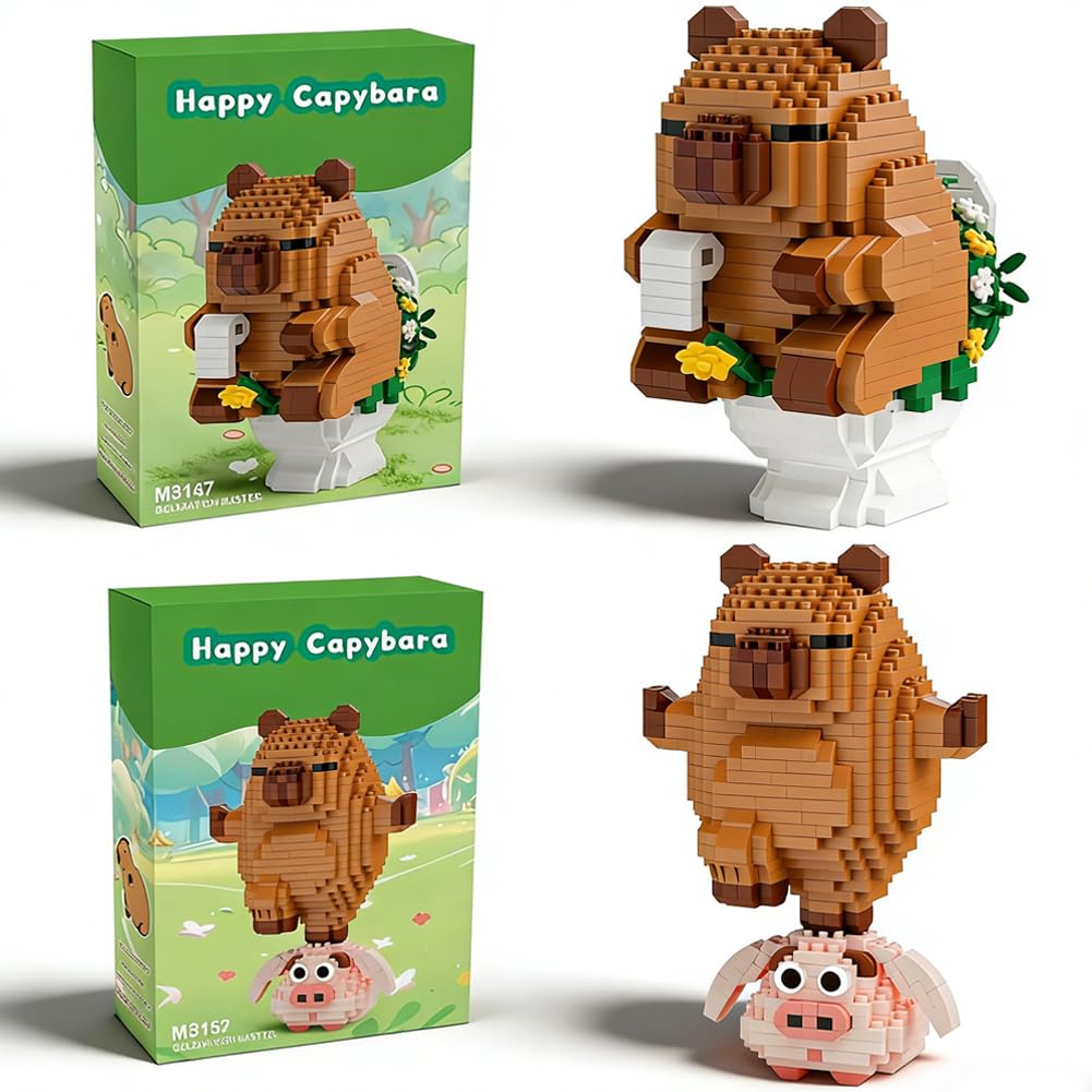 Capybara Mini Building Blocks,2pcs Capybara Building Set,Animal Block Micro Building Blocks,Gifts for Women or Men, Home Decoration