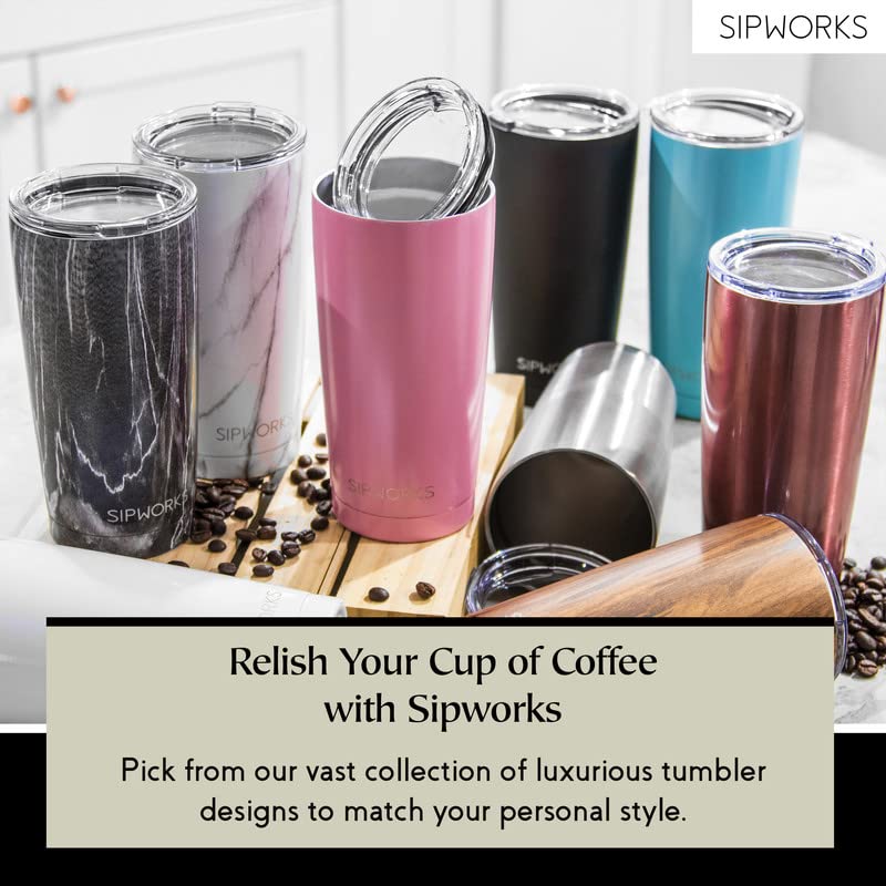 Sipworks Stainless Steel Coffee Tumbler 20oz Coffee Tumblers with