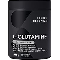 Sports Research L-Glutamine - Workout Recovery, Immune Health & Gut Health Support - 5 G Per Serving - 300 Grams