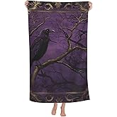 VANZEV Raven and Dark Forest Beach Towel Gothic Sand-Free Microfiber Bath Towel Ultra Soft Quick Dry Pool Towel Absorbent Towel Lightweight Towel Gifts for Outdoor Bathroom Swimming Decor 31inx51in