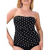 Ocean Blues Women's Strapless Bandeau Tankini Top Tummy Control Bathing Suit Top Only