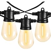 Banord 51FT Outdoor String Lights, Waterproof Patio Lights with 18 Shatterproof LED Bulb Hanging Light String, Black String L