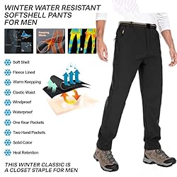 linlon Men's Snow Ski Waterproof Fleece Lined Pants