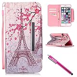 iPhone 5S Case, iPhone 5 Wallet Case, Firefish Stand Flip Folio Wallet Cover Shock Resistance Protective Shell with Cards Slots Magnetic Closure for Apple iPhone 5/5S/SE-Tower