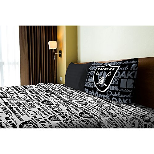 NFL Oakland Raiders Twin Bed Sheet Set Football Team Anthem Bedding Accessories