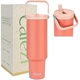 Cafezi 50 oz Tumbler with Handle, Stainless Steel Water Bottles with Flip Straw and Top Handle, Leak Proof, No Sweat, Cold for 30 Hours, Fits in Cup Holder, Vacuum Insulated Tumblers for Home, Office