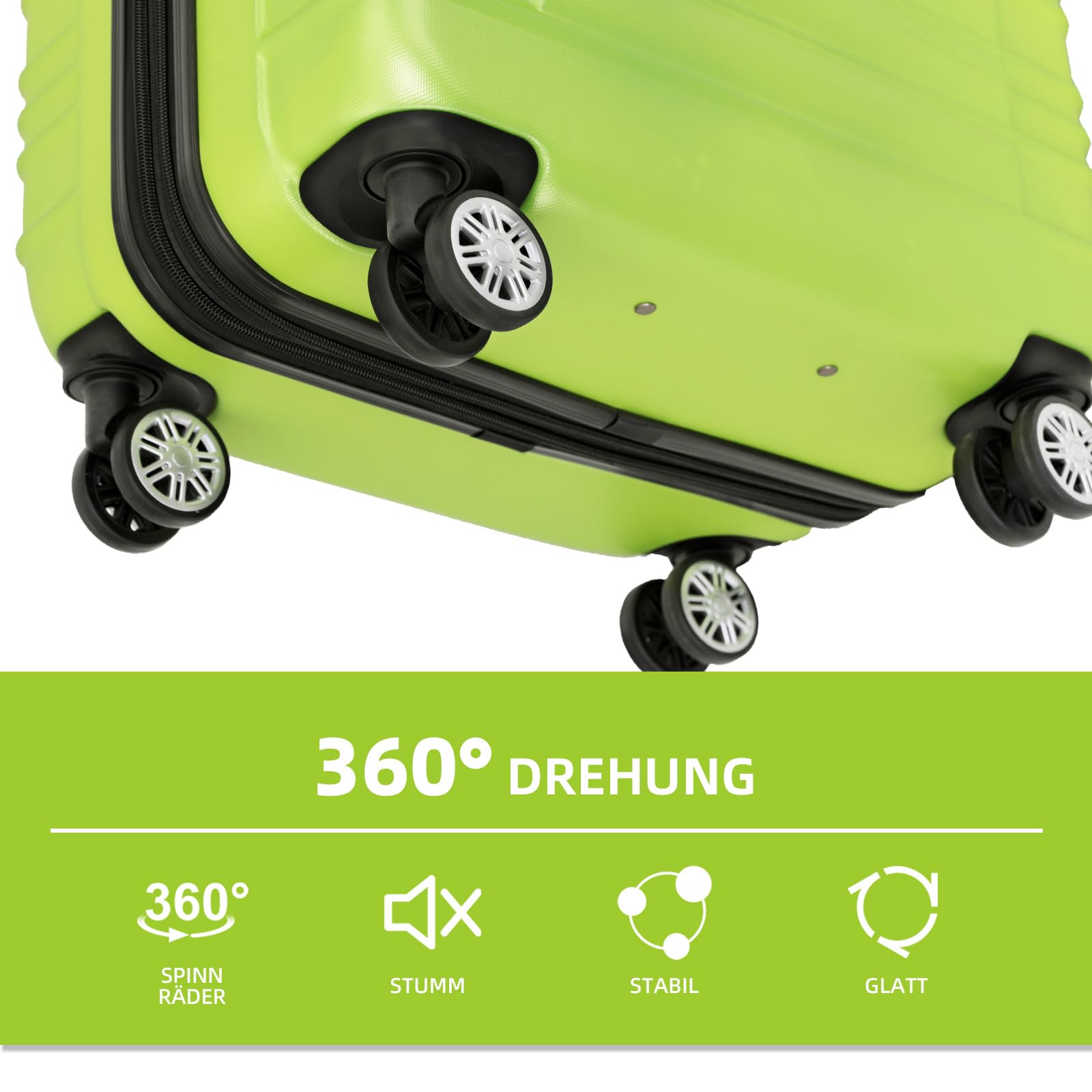 BEIBYE 2088 Zwillingsrollen Reisekoffer Koffer Trolleys Hartschale M-L-XL-Set (Green, L) 8