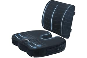 Sleepavo Memory Foam Seat Cushion for Office Chair-Orthopedic Back and Butt Pillow for Sciatica Tailbone Coccyx Hip Pain Relief for Sitting, Gaming, Desk, Car, Airplane-Padded Lumbar Support Pillow