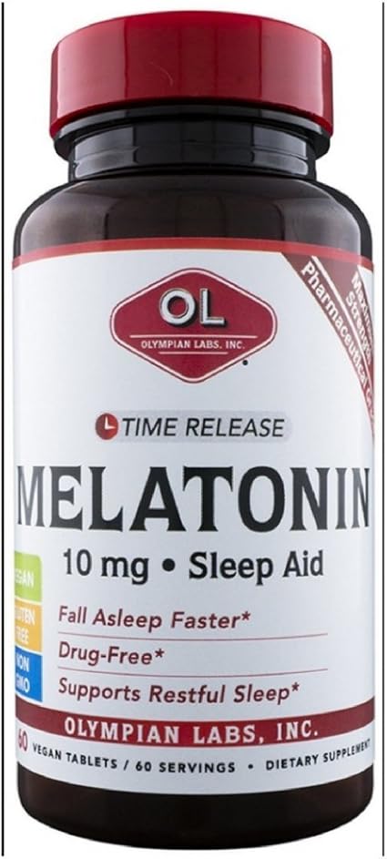 Amazon.com: Olympian Labs Melatonin 10mg Time Release Sleep Aid, Vegan Tablets, 60 ea - 2pc: Health & Personal Care Amazon.com: Olympian Labs Melatonin 10mg Time Release Sleep Aid, Vegan Tablets, 60 ea - 2pc: Health & Personal Care