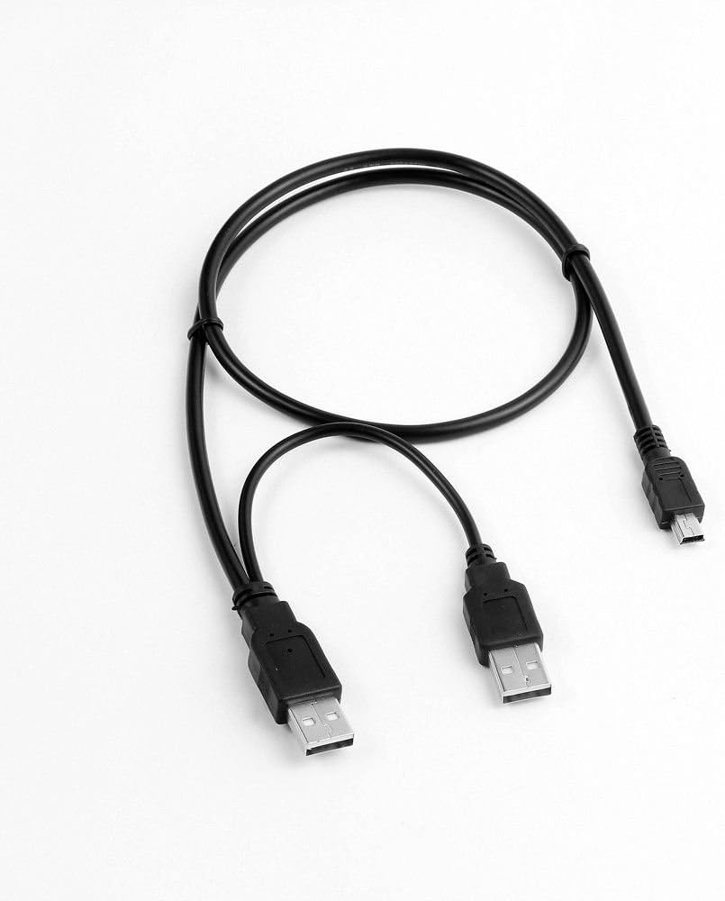 USB Y Charger Data Cable Cord for EMC Iomega eGo USB 2.0 Portable Hard