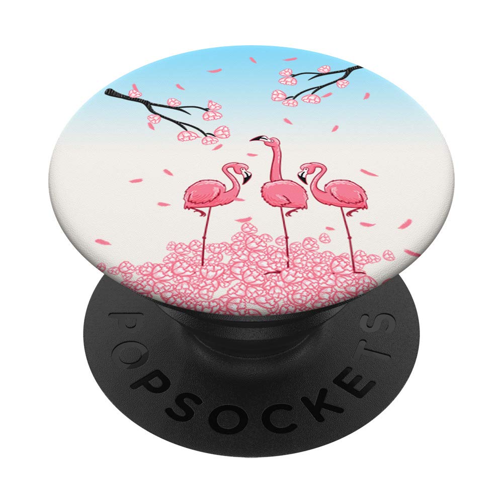 Flamingo Pink Sakura Japanese Cherry Blossom Animal Gift PopSockets PopGrip: Swappable Grip for Phones & Tablets