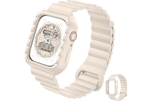 XYF Compatible for Magnetic Apple Watch Band with Bumper, Silicone Waterproof Sport Loop Strap Men Women for iWatch Series 9 8 7 6/SE 5 4 3 2 1