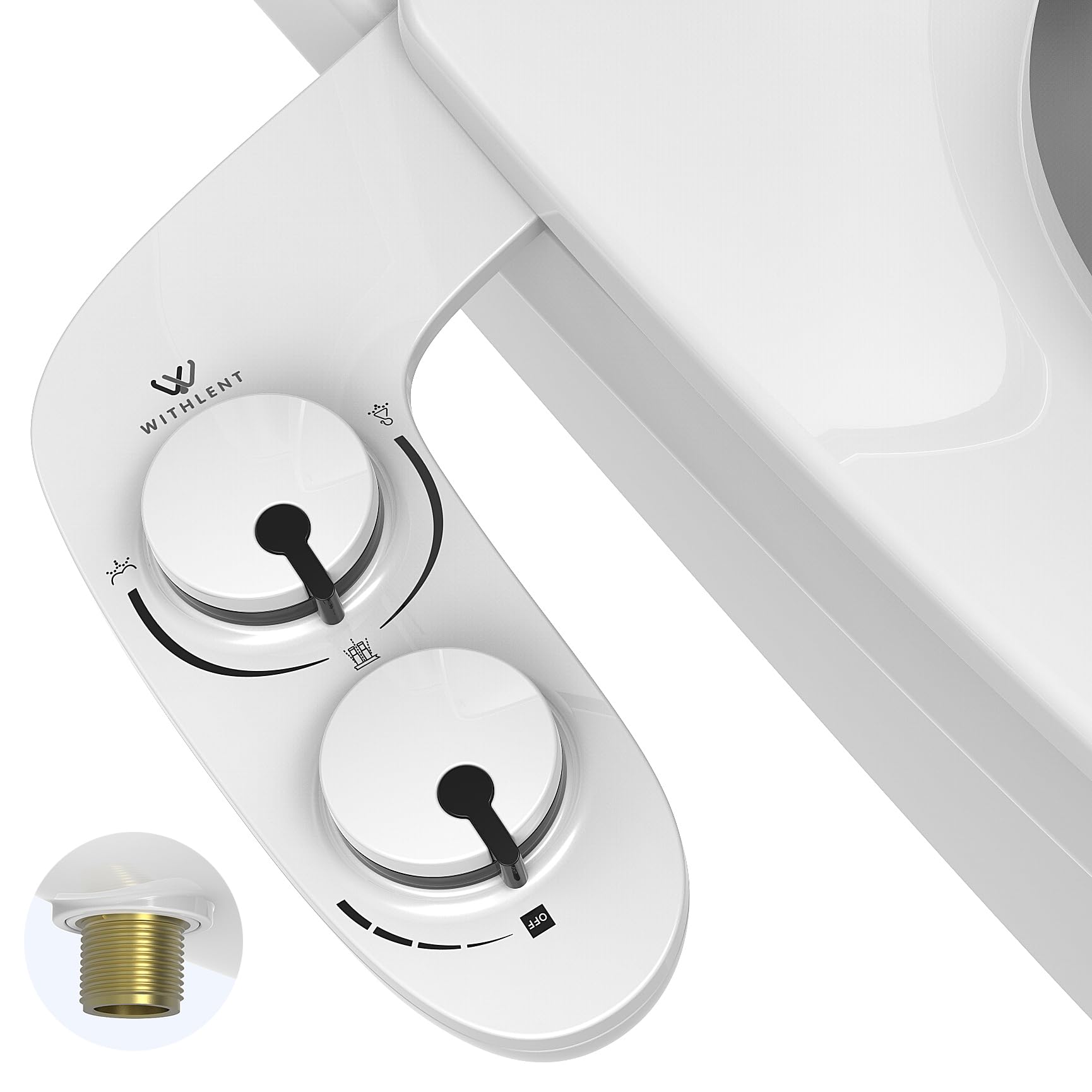 Toilet Seat - Bidet Attachment for Toilet UK,Self-Cleaning Non-Electric Cold Water Bidet Toilet Seat Attachment with Pressure Controls,Dual Nozzles for Frontal & Rear Wash (White)