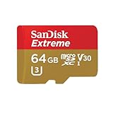 Tarjeta de memoria SanDisk Extreme microSDXC de 64 GB + adaptador SD con hasta 90 MB/s, Class 10 y U3, V30