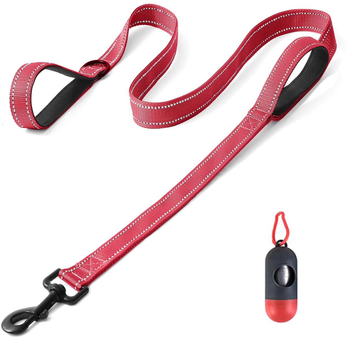 Belababy Dog Training Leads with Soft Padded Handles, 1.5M Basic Dog Leashes with Trash Bag Storage Box, Reflective Heavy Duty Nylon Dog Leads for Small Medium Large Dogs