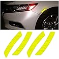 zipelo 4 Pcs Car Reflective Trim Side Marker Stickers, Safety Warning Auto Protection Stripe Decal, Car Exterior Waterproof Reflector Tape Accessories for Vehicle, Bicycle, Motor (Fluorescent Yellow)