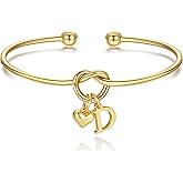 M MOOHAM Valentines Gifts for Her Teen Girls - Knot Initial Bracelets for Women Bridesmaids Proposal Gift Bridesmaid Gift Heart Initial Bracelet Friendship Bracelets Valentines Gifts for Women Sister