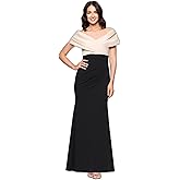 Betsy & Adam Womens Xscape Women's Taffeta Ruffle Short Sleeve Floor Length Dress