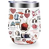 LONGXIN Twilight Merch, Vampire Merch, Edward Vampire Gift, TV Show Inspired Gifts for Girls, Vampire Lover, Edward Bella Fans, Movie Lovers, 12 oz Stainless Steel Coffee Wine Tumbler Cup with Lid