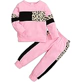 Tikoubabe Toddler Girl Clothes Baby Sweatshirt Leopard Fall Winter Outfits Long Sleeve Tops Pants Set 2 Pcs