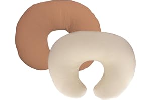 LETHOOLY Nursing Pillow Cover,Muslin Cotton,Removable Cover for Breastfeeding Pillows, 2-Pack Pillow Covers,Ultra-Soft Baby Nursing Pillow, Fits Newborn Feeding Pillow 22.5IN*18IN (Rust & Cream-Coloured)
