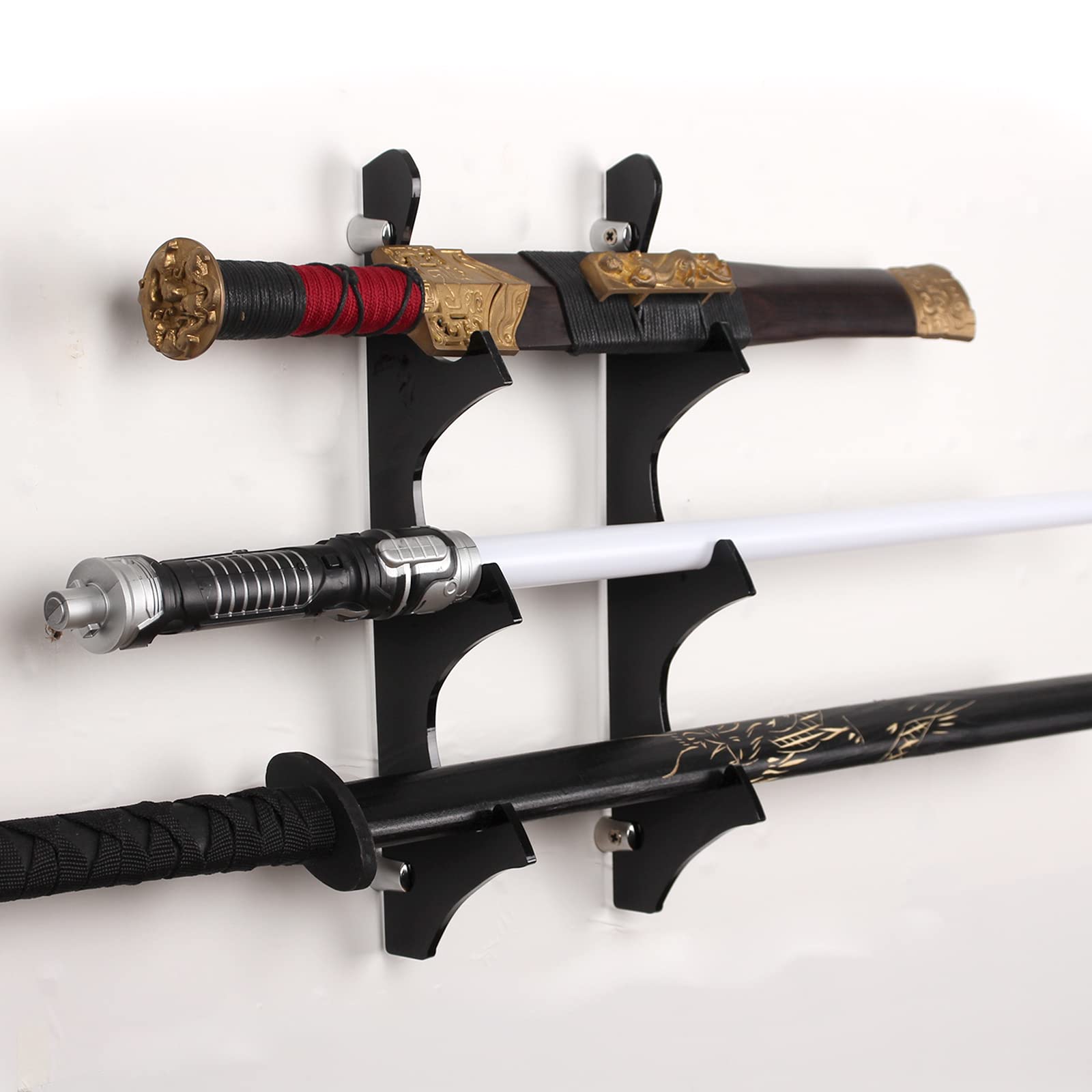 LEILIN Lightsaber Wall Mount Stand - Three Layers Sword Mount Suitable for Katana, Lightsaber, and Other Swords