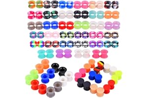 Beautidots 100pcs Colorful Silicone Ear Gauges Plugs Double Flared Ear Tunnels Stretchers Ear Piercing Jewelry 2g-5/8