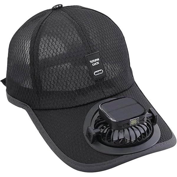 Adults Mesh Baseball Cap Fishing Beach Hats with Solar Fan, Summer