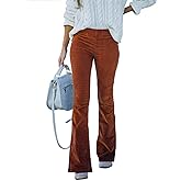 Sidefeel Women's Corduroy Flare Pants Elastic Waist Bell Bottom Trousers 2025 Fall Pants