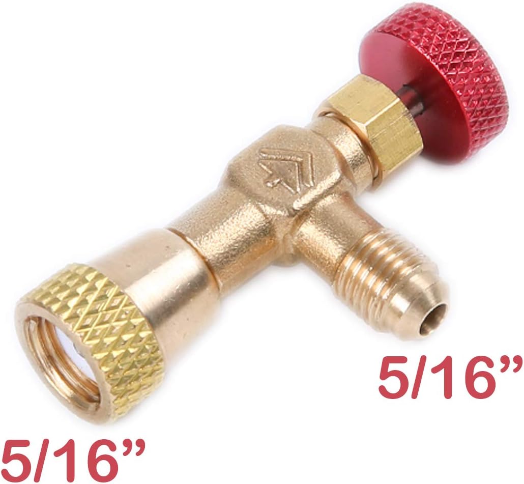 VIGORFLYRUN PARTS LTD Valve Adapter, Copper R410 Air Conditioning Refrigerant Valve, 5/16" SAE Male to 5/16" SAE Female