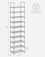 SONGMICS 10-Tier Metal Shoe Rack Storage Organiser Grey 30 x 45 x 174 cm view 6