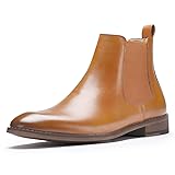 CGRRBW Brown Leather Chelsea Boots Men Dress Boots