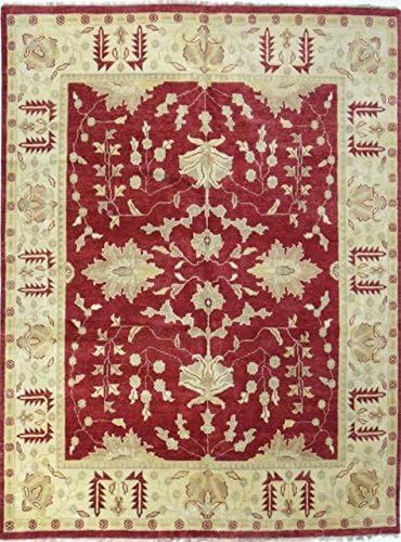 MOTI Furniture MK 01 Knotted Area Rug, 9' x 12', Gold/Red