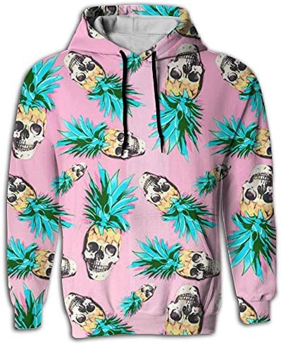 Dlqafr Living In The Tropical Pineapple Skull Bts Sweatshirt Vintage Drawstring Hoody