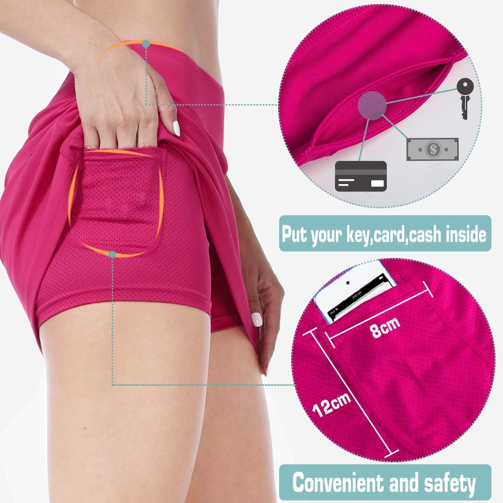 ZEALOTPOWER Tennis Skorts for Women with Pockets Sports Black Golf Skirts Running Athletic Summer at  Women’s Clothing store