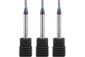 ALYICIA 3PCS 1/16" Tungsten Carbide End Mill Set with Nano Coated, 4 Flute Micro-Grain Endmills CNC Milling Cutter Bits for Stainless Steel - HRC65