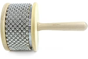 LOONELO Wooden Hand Cabasa with Stainless Steel, Hand Shaker Percussion Instrument with Metal Beads for Adults Band Music Education Classroom Music or Playing at Home