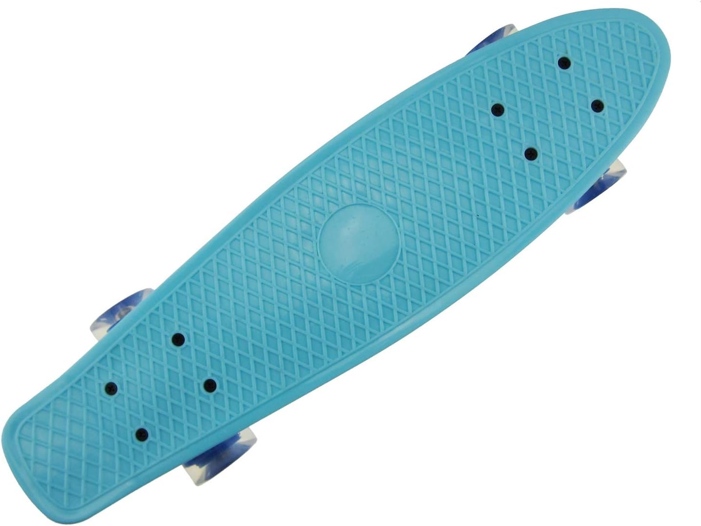 LLQQ Mini Cruiser Skateboard 22 Inch Retro Style Plastic Board Comes Complete and LED Flashing Wheel