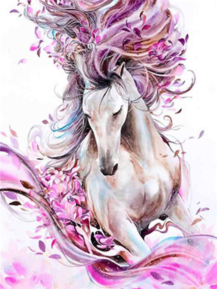 Amiiba DIY Paint by Numbers Kits, Pink Horse 16x20 inch Acrylic Painting by Number Wall Art Crafts (Horse, Without Frame)