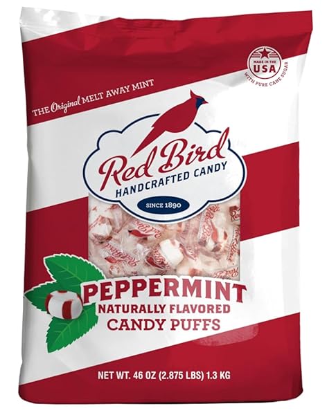 RED BIRD SOFT PEPPERMINT CANDY, INDIVIDUALLY WRAPPED, GLUTEN FREE BREATH MINTS, 46 OZ BAG
