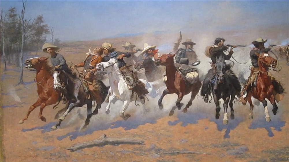 $50-$2000 Hand Painted by College Teachers - 20 Famous Paintings - a Dash for The Timber funfight Frederic Remington - Art Oil Painting on Canvas -Size02